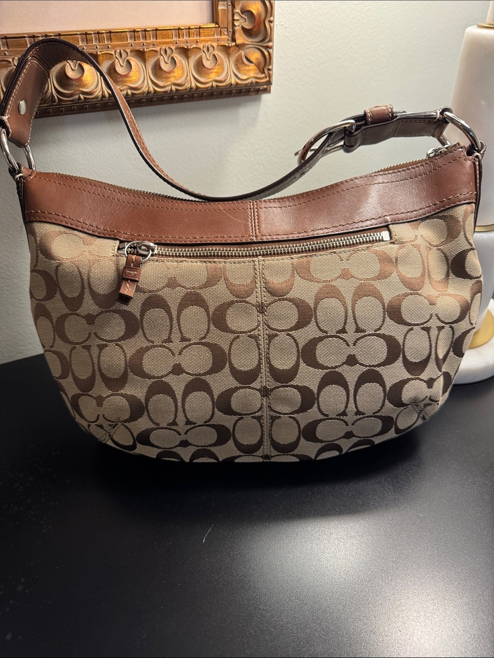 Coach Brown Signature Canvas Shoulder Bag - Picture 4 of 5